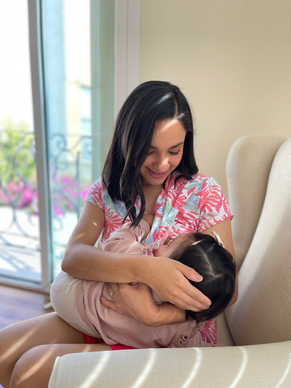 Pijama de maternidad y lactancia •Aloha coral• ALGODÓN
