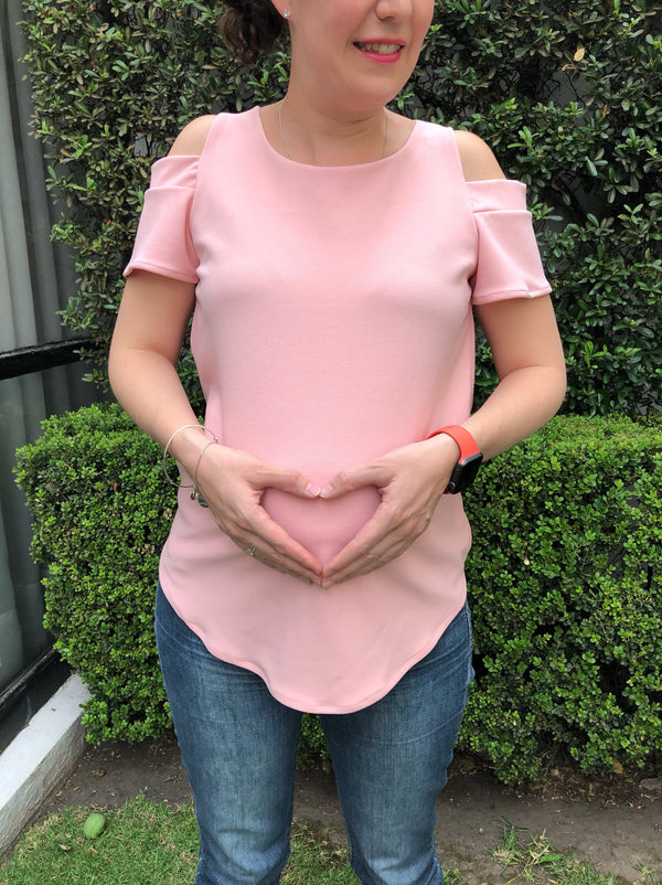 Blusa de maternidad hombros descubiertos •palo de rosa•